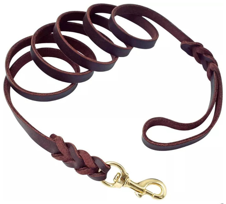 leather slip lead for dogs Training 4/6 ft Length 3/5 inch Width for Medium and Large Dogs