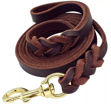 leather slip lead for dogs Training 4/6 ft Length 3/5 inch Width for Medium and Large Dogs