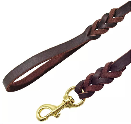 leather slip lead for dogs Training 4/6 ft Length 3/5 inch Width for Medium and Large Dogs