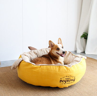 Round Pet Cat Den Bed For Puppy And Kitten With Slip-Resistant Bottom