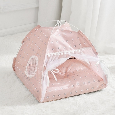 Cat'S Nest Teepee Cat House Semi Enclosed Pet Bed Four Season Dog'S Nest Villa Removable And Washable