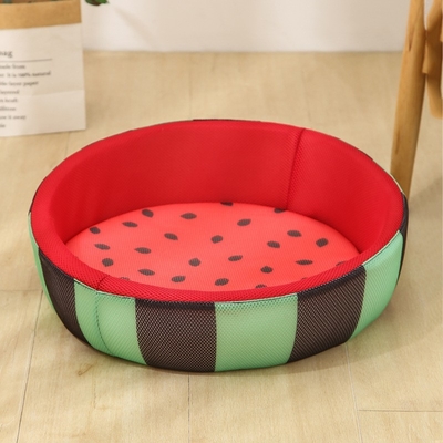 Round Watermelon Cat Bed Sponge Breathable Cushion Medium And Small Dog Golden Dog Nest Becomes A Cat And Kitten Nest