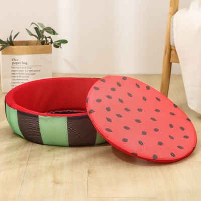Round Watermelon Cat Bed Sponge Breathable Cushion Medium And Small Dog Golden Dog Nest Becomes A Cat And Kitten Nest
