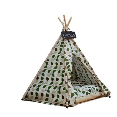 Foldable Triangle Hole Semi Enclosed Cat Raised Bed Camping Off Ground Pet Wooden Bedding