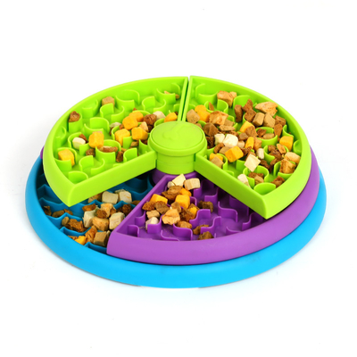 Anti Slip Pet Food Bowls Three Color Round Plate Slow Food For Dog And Cat