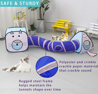 Best Crinkle Paper Collapsible Interactive Pet Cat Tunnels Tubes With Play Ball And Bell For Puppy